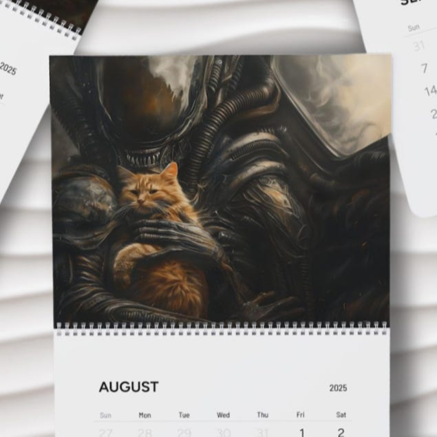 Buy 2 Get 1 FREEXenomorph Alien x Jonesy Cat 2025 Wall Calendar