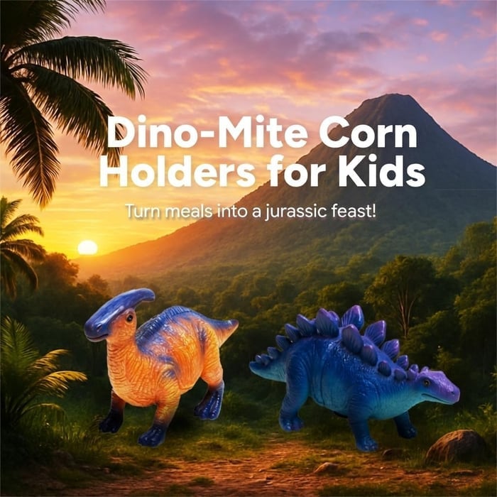 🦖Dinosaur Corn Holders for Corn On The Cob - Funny Corn Cob Holder for Kids and Adults with Stainless Steel Prongs-KOLAICH™