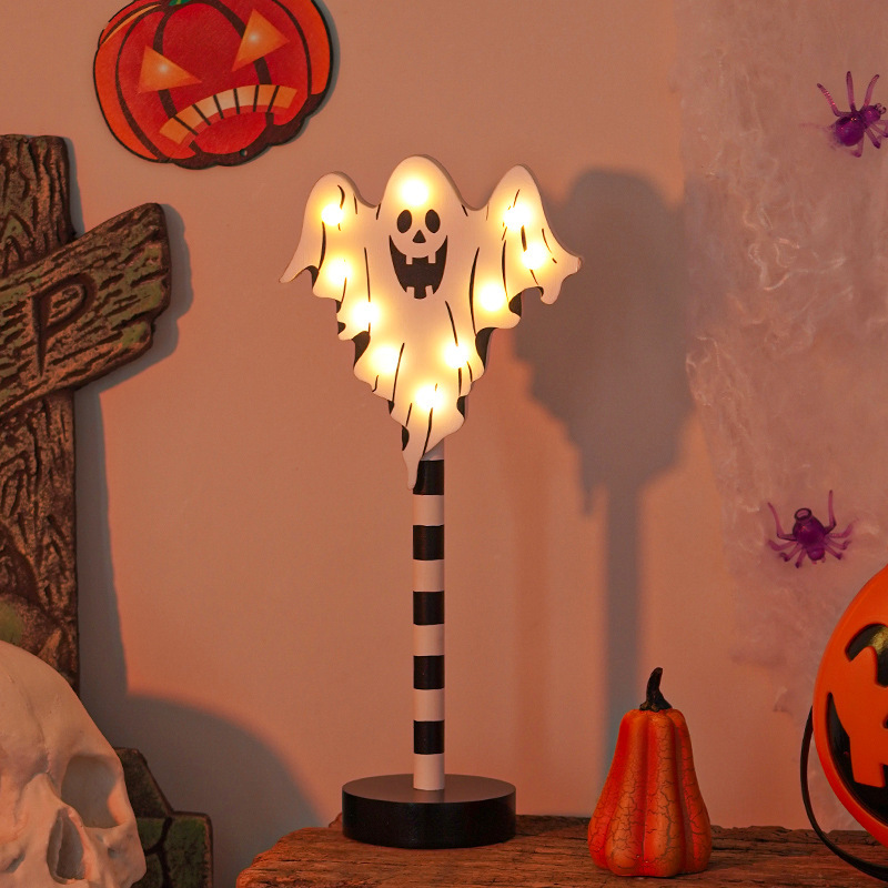 Halloween LED Pumpkin Ghost Skull Head Wooden Decorative Night Light-KOLAICH™