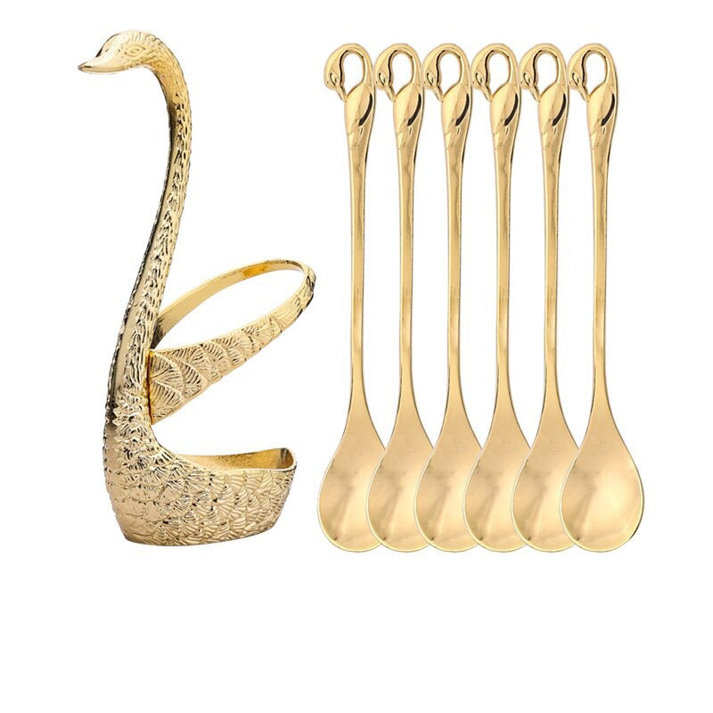 7pcs Swan Base Holder Fruit Forks Set Salad Dessert Tools Tableware-KOLAICH™