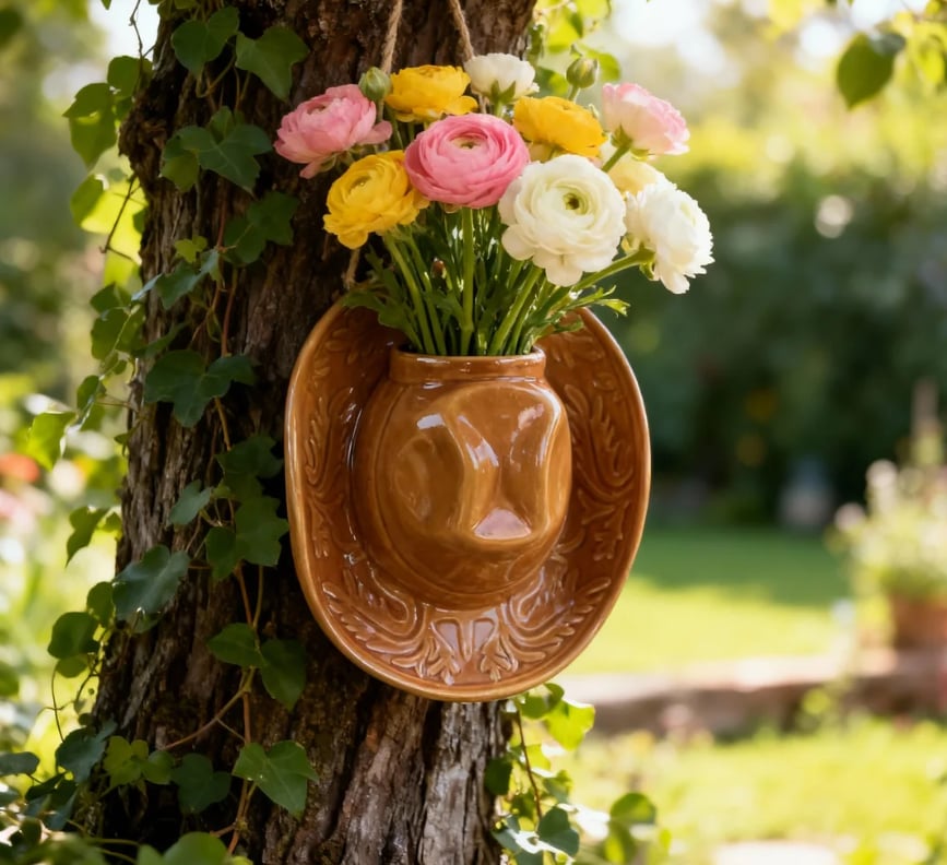 🔥 Cowgirl Hat Hanging Vase – Western Chic for Your Home Decor! 🤠-KOLAICH™