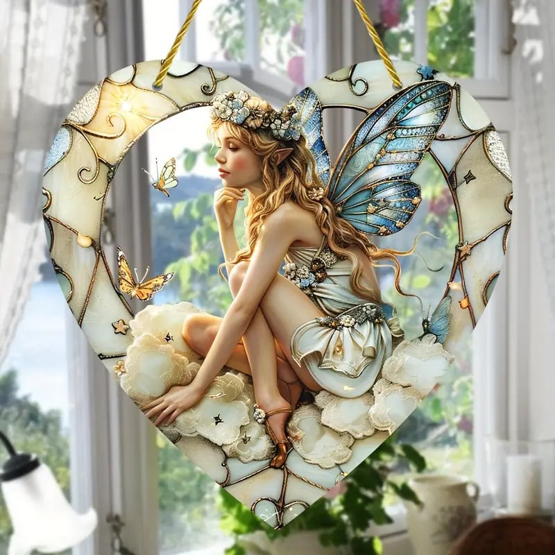 Heart Shaped Window Treatments Elf Girl Light Catcher/Home Decoration /Creative Gifts