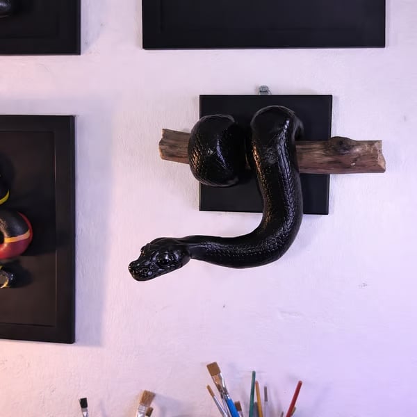 🐍💛 Golden Ball Python Wall Sculpture | Symbol of Strength & Prosperity