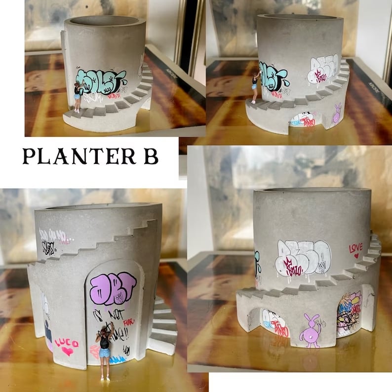 Handmade🪴Street Art Graffiti Concrete Planter