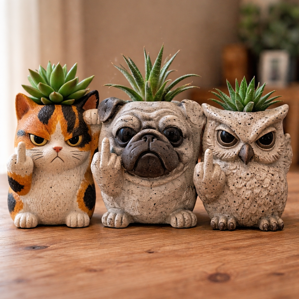 Funny Animal Succulent Planter – Cute Attitude Plant Pot