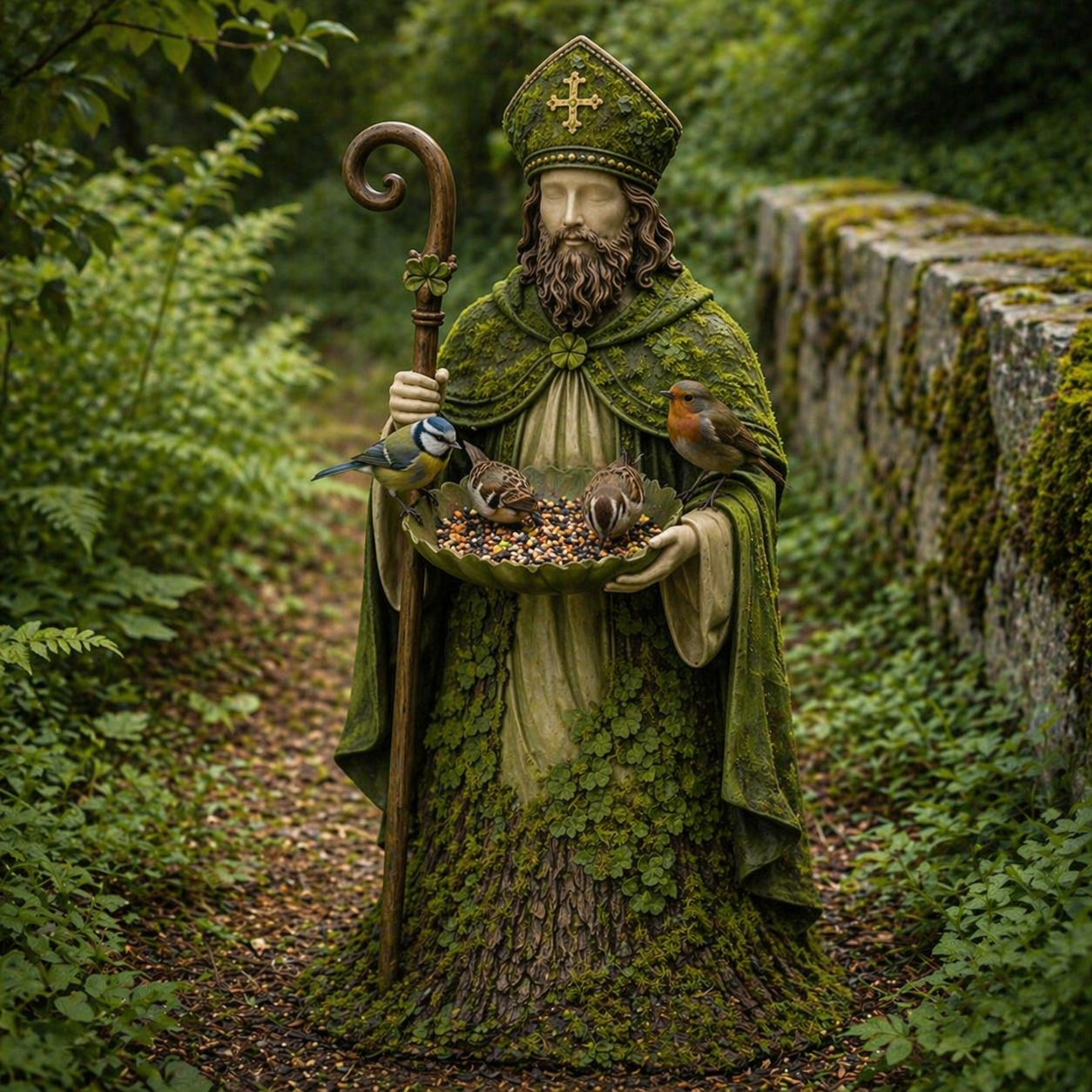 ⏰Last 4 hours Sale: Save 49%-✨St. Patrick's Garden Bird Feeder Statue