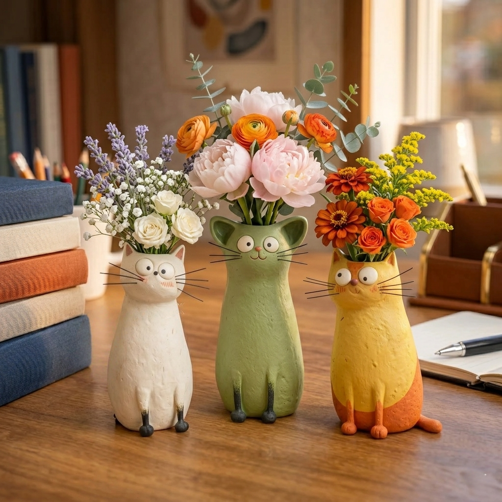Handcrafted Quirky Cat Vase