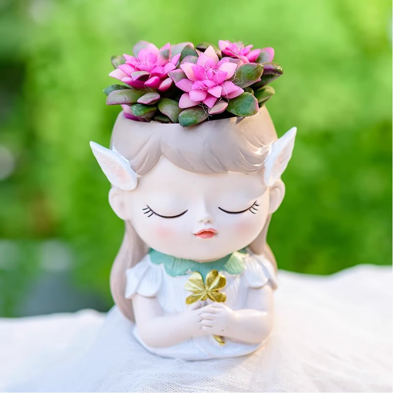 Adorable Fairy Succulent Pots - Sweet Face Garden Decor