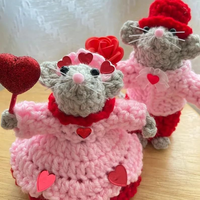 🔥LAST DAY 50% OFF - 💖🐭Crochet Valentine Mouse Couple