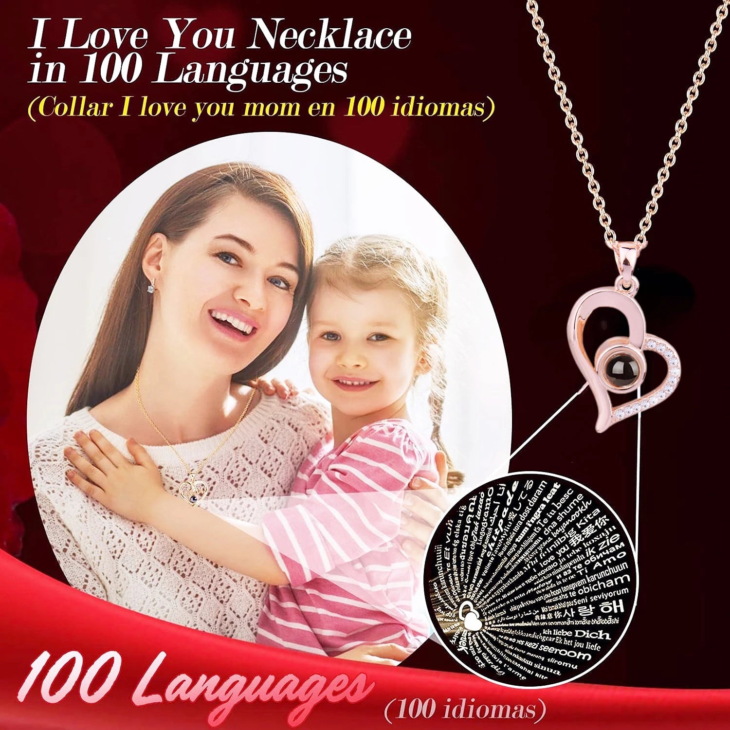 Eternal Rose Bear Box with Necklace: Projection 'I Love You' in 100 Languages Heart Pendant Jewelry Valentine's Gifts-KOLAICH™
