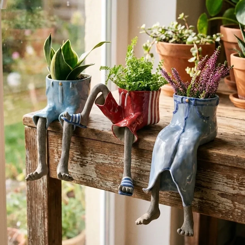 👖 Whimsical Hanging Legs Planter – Cute & Funny Home Decor