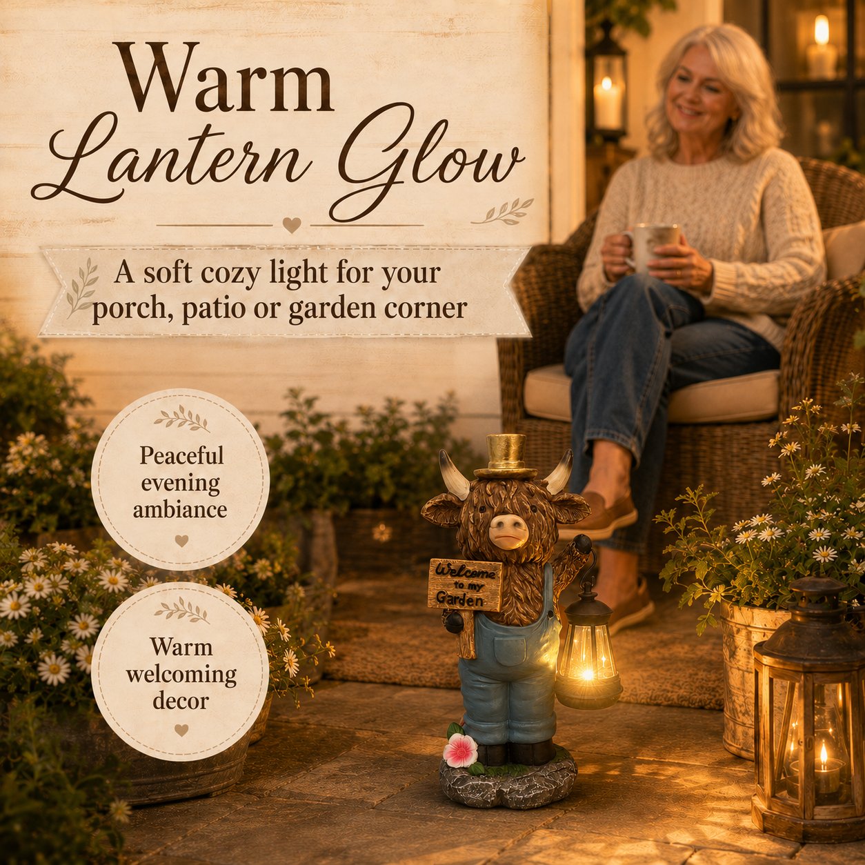 Handcrafted Highland Cow Solar Garden Lantern Statue-KOLAICH™