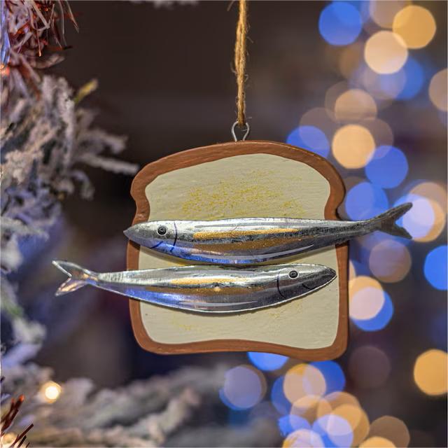 Tin of Sardines Quirky hanging ornament