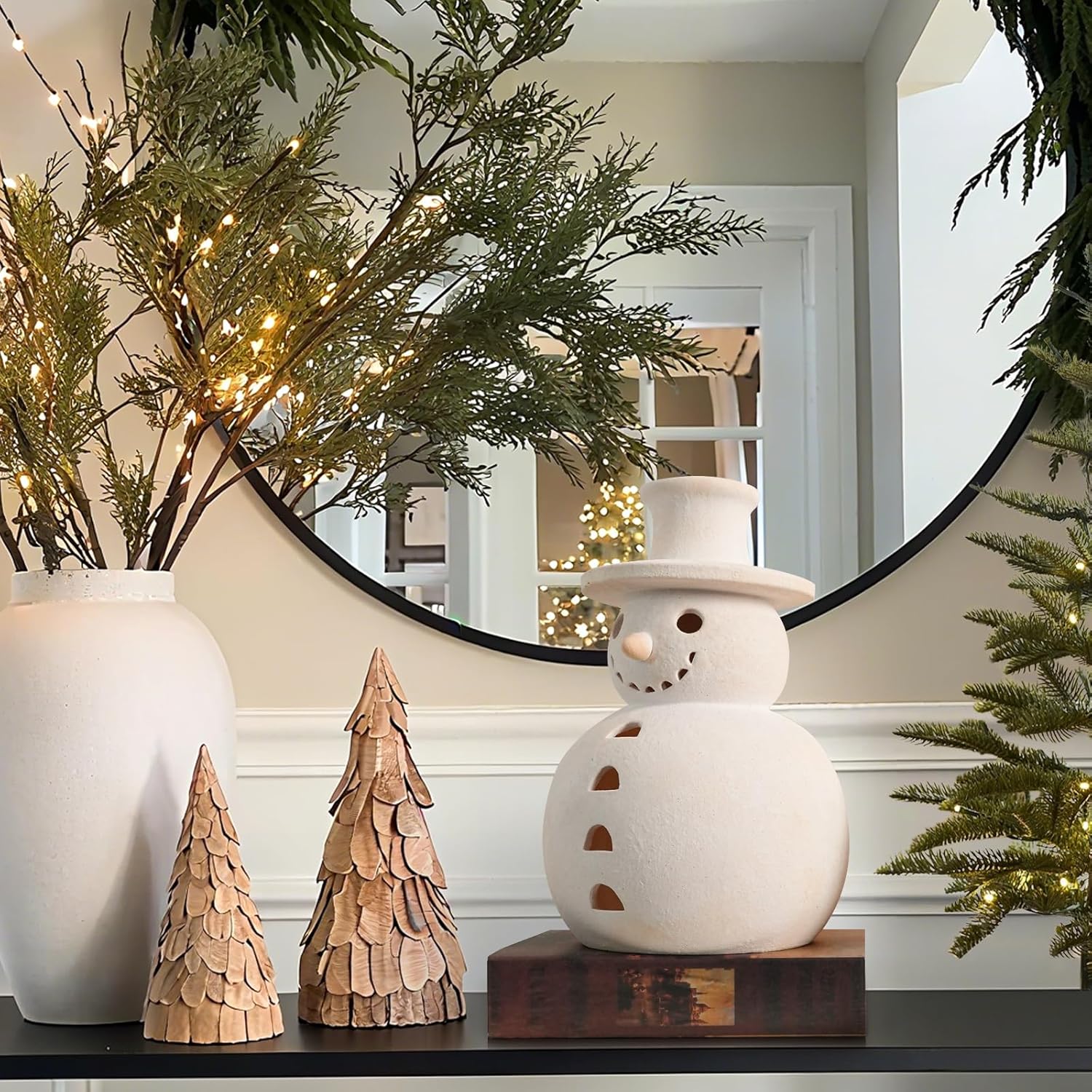 Christmas Decorations - Handmade Terracotta Snowman Figurines