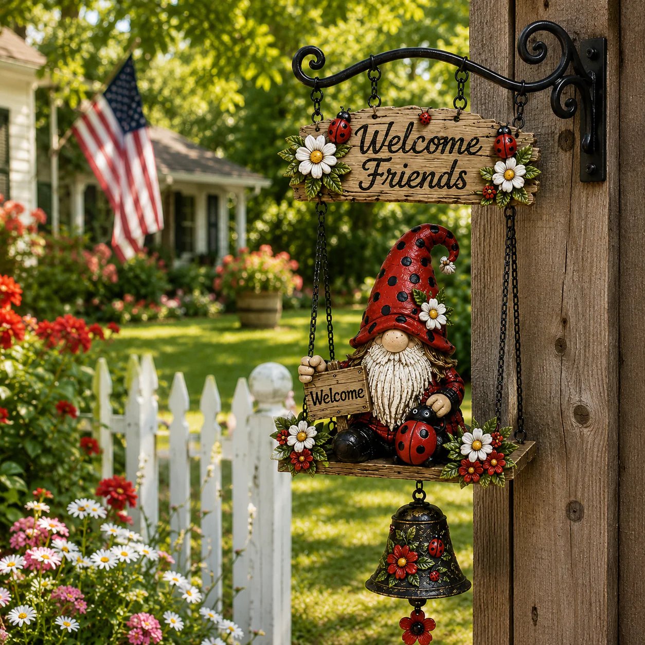 🔥50% OFF TODAY ONLY – Rustic Garden Gnome Bell Outdoor Decor 🐞🌼-KOLAICH™