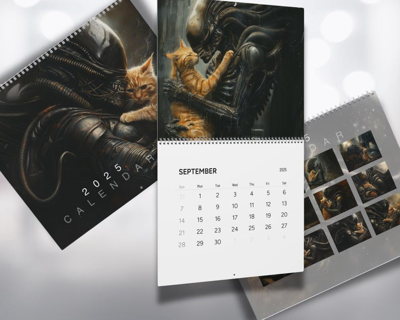 Buy 2 Get 1 FREEXenomorph Alien x Jonesy Cat 2025 Wall Calendar