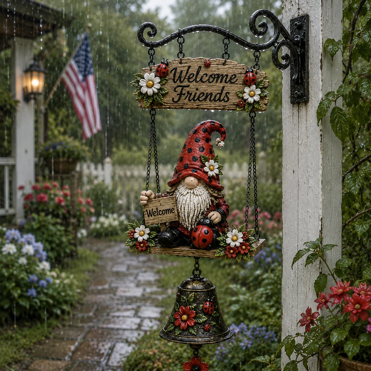 🔥50% OFF TODAY ONLY – Rustic Garden Gnome Bell Outdoor Decor 🐞🌼-KOLAICH™