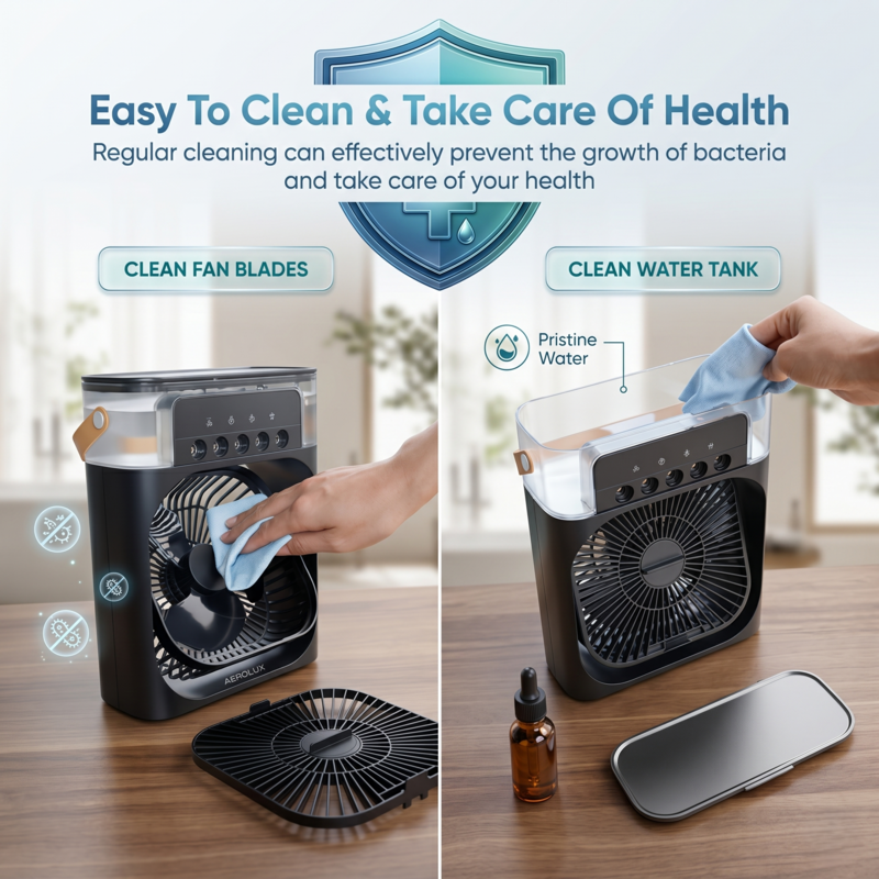 3-in-1 Portable Mini Fan & Electric Air Cooler - Personal Humidifier with Mist