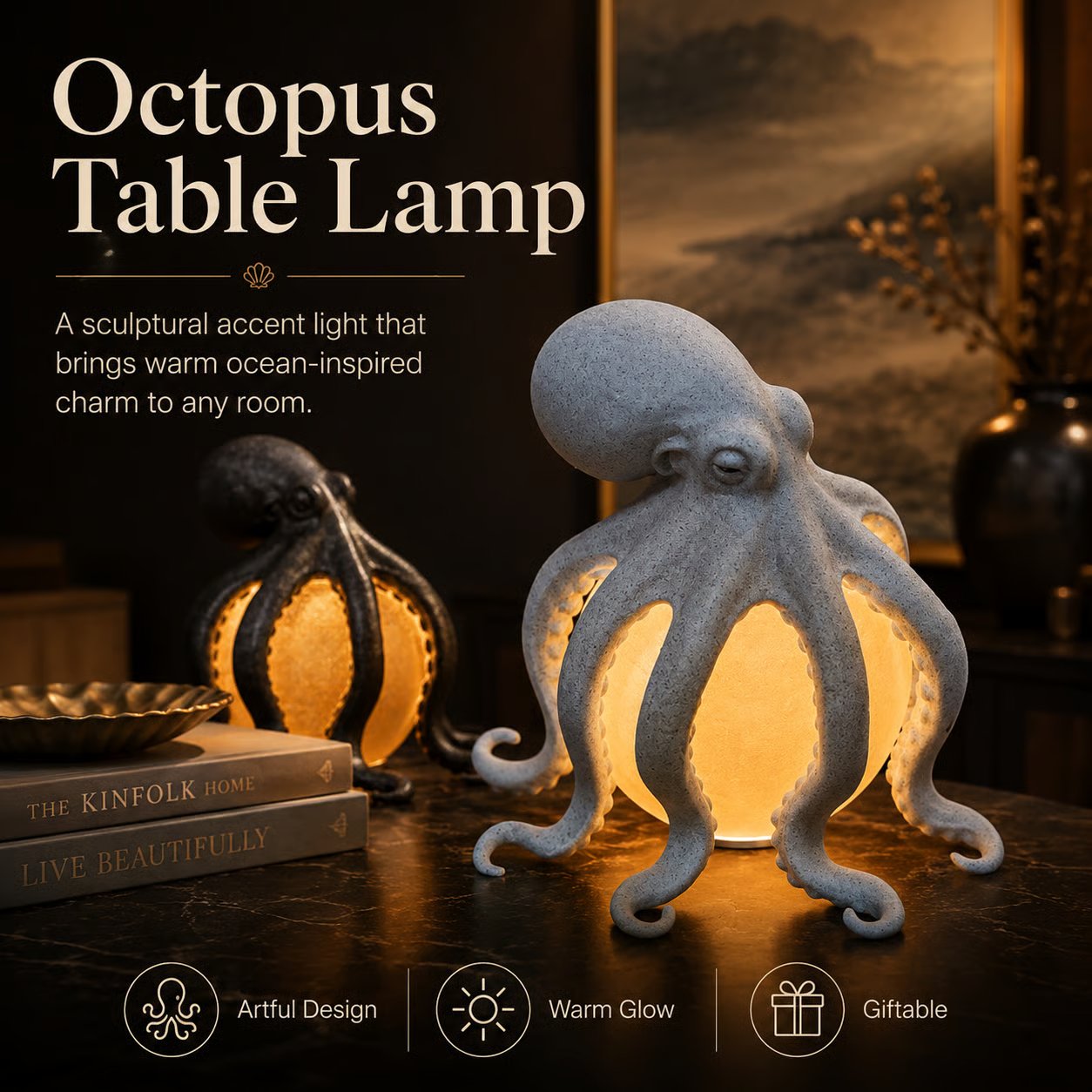 Glowing Octopus Table Lamp – A Magical Ocean Accent for Your Home