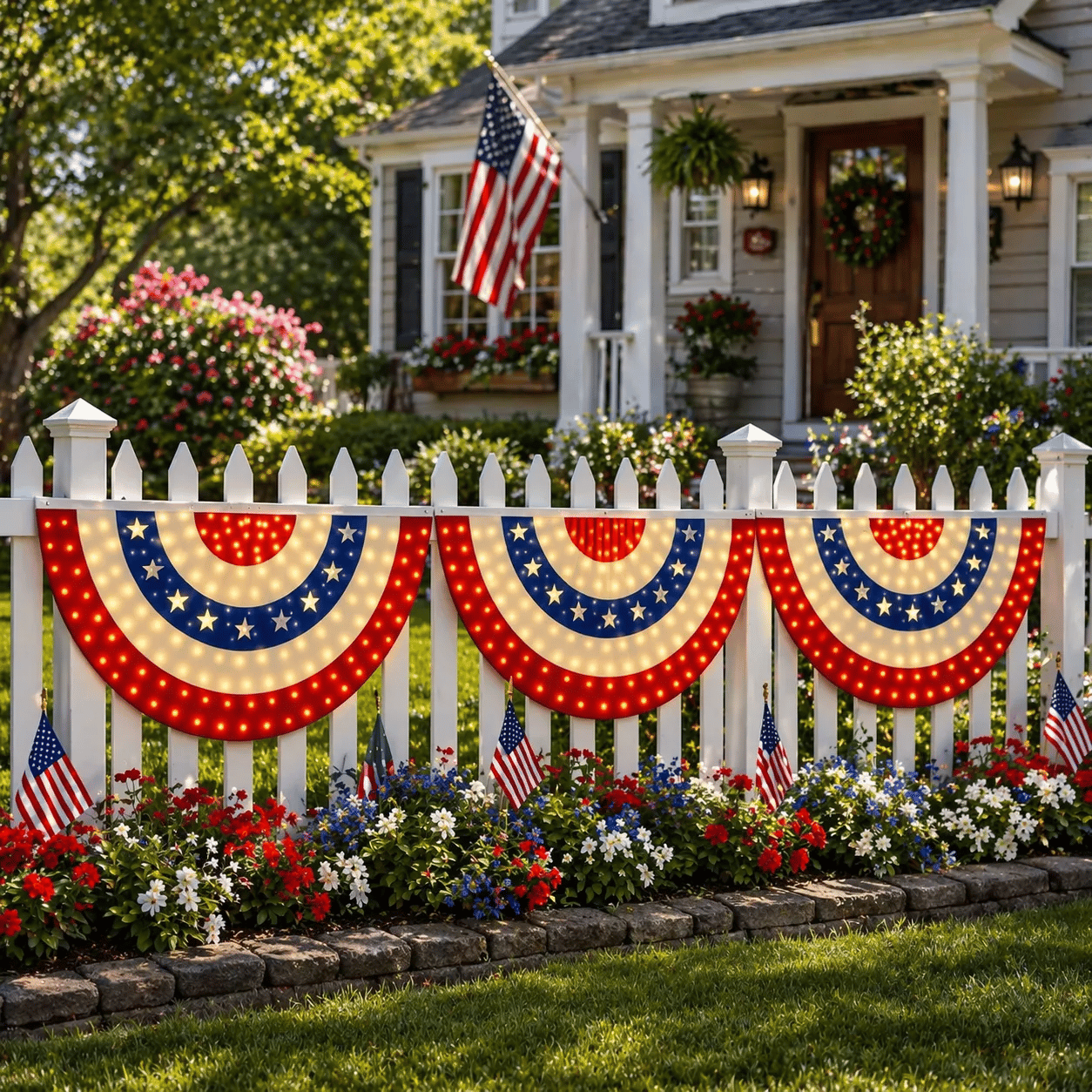 LED Patriotic Bunting Banner for America’s 250th