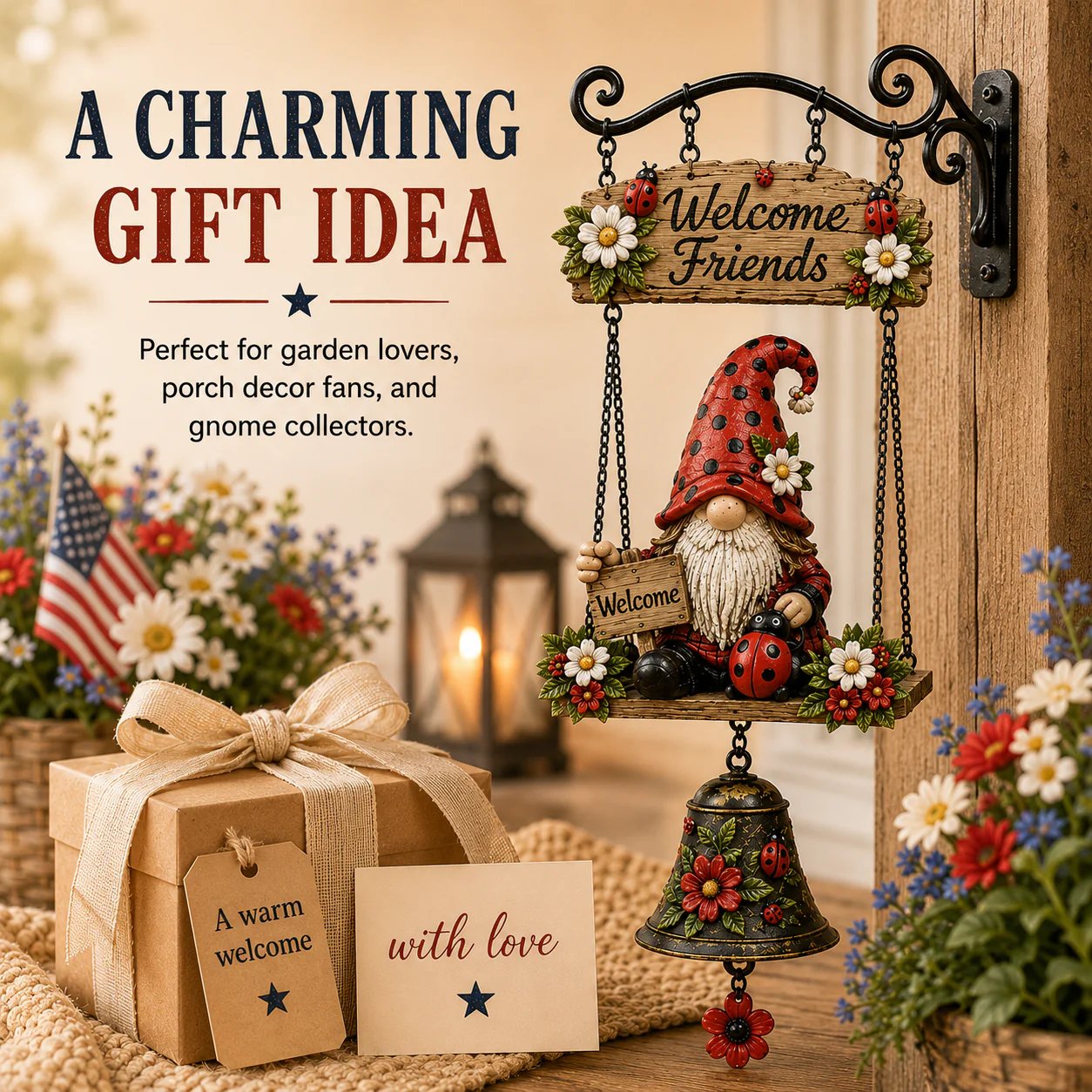 🔥50% OFF TODAY ONLY – Rustic Garden Gnome Bell Outdoor Decor 🐞🌼-KOLAICH™
