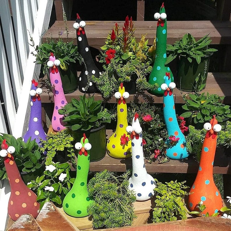 Garden resin ornaments-Silly Chicken Decor mysite
