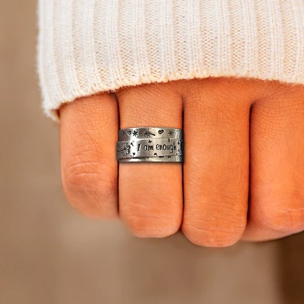 49% OFF - Silver Dandelion Spinner Ring - ''I'm enough exactly as I am''