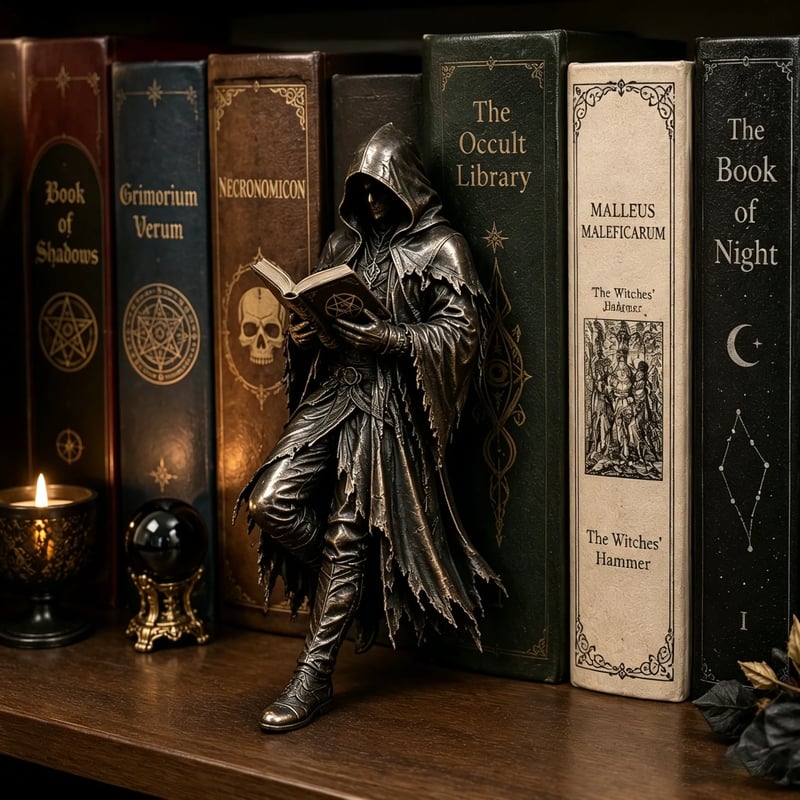 💀Gothic Grim Reaper Bookshelf Statue – Dark Academia Shelf Decor-KOLAICH™