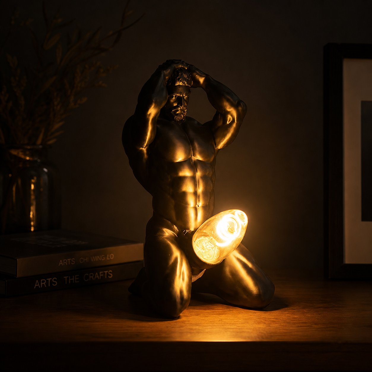 Bold Male Figure Table Lamp, Artistic Statue Light-KOLAICH™