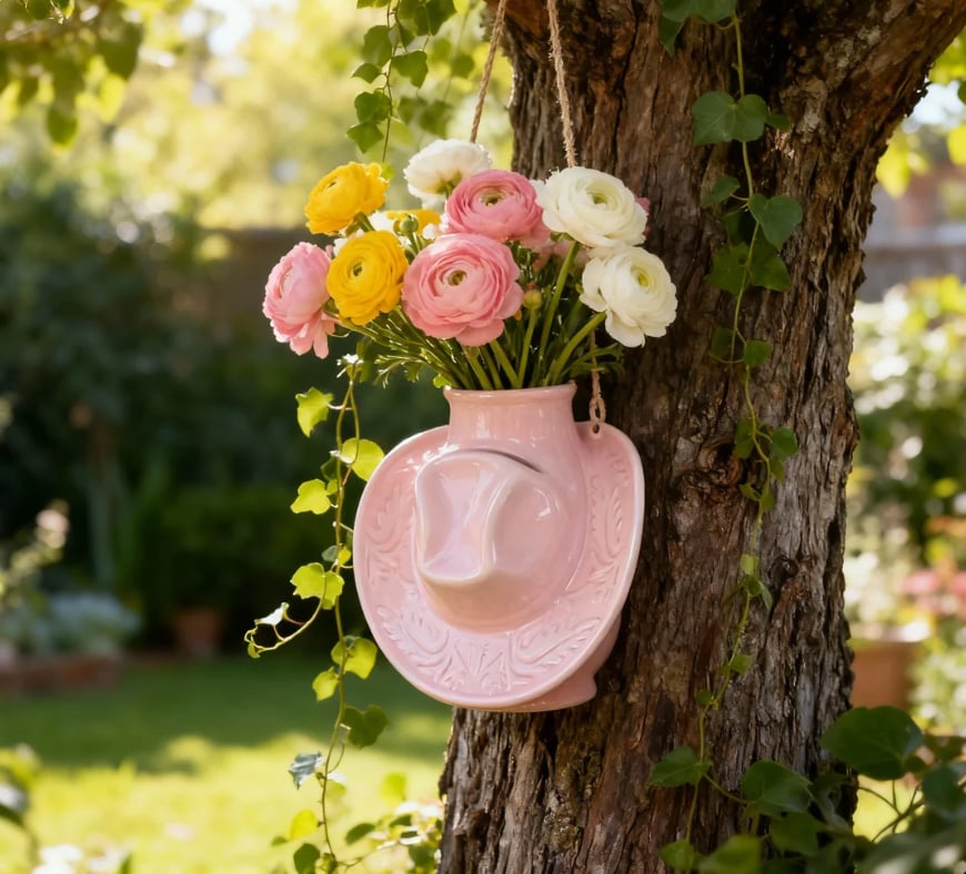 🔥 Cowgirl Hat Hanging Vase – Western Chic for Your Home Decor! 🤠-KOLAICH™