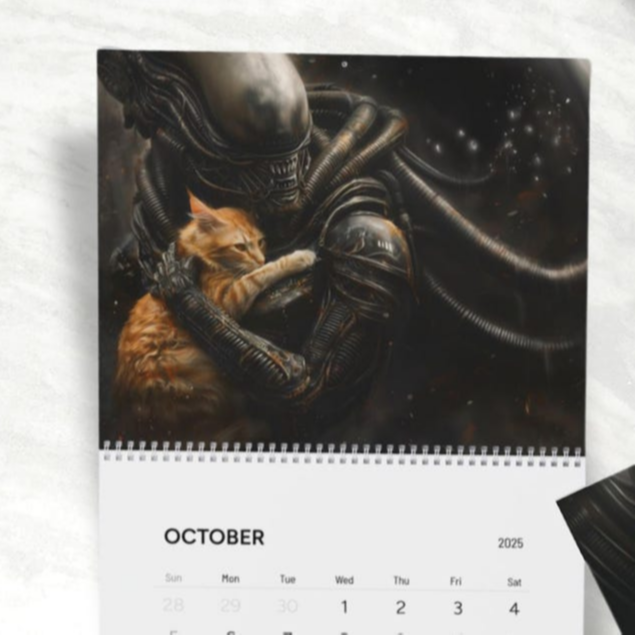 Buy 2 Get 1 FREEXenomorph Alien x Jonesy Cat 2025 Wall Calendar