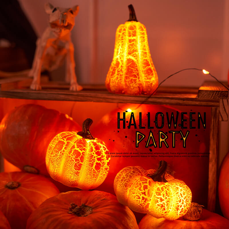 Halloween Crackle Pumpkin Lamp