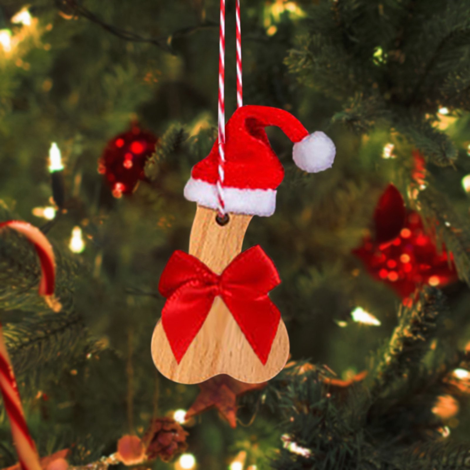 Funny Christmas Wooden Pendant