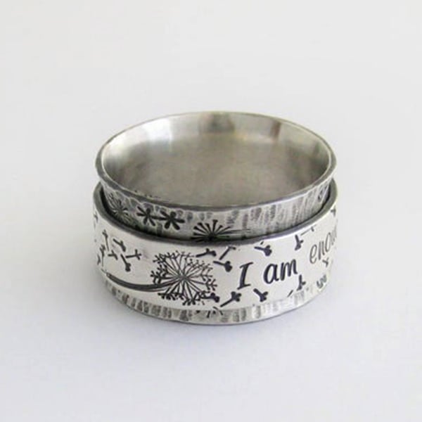 49% OFF - Silver Dandelion Spinner Ring - ''I'm enough exactly as I am''