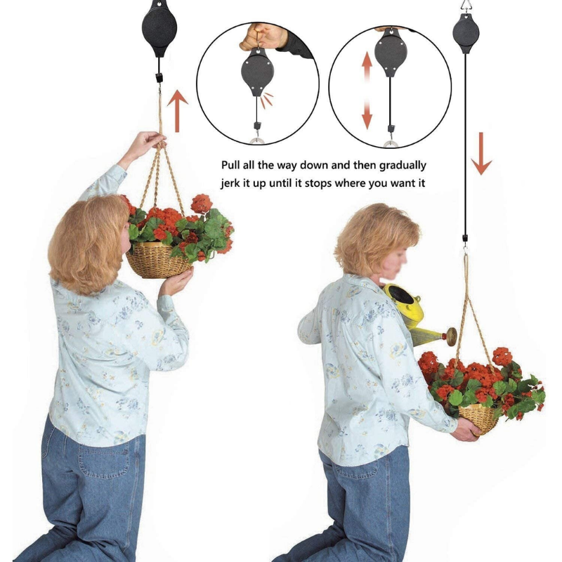 Plant Pulley Set For Garden Baskets Pots, Birds Feeder