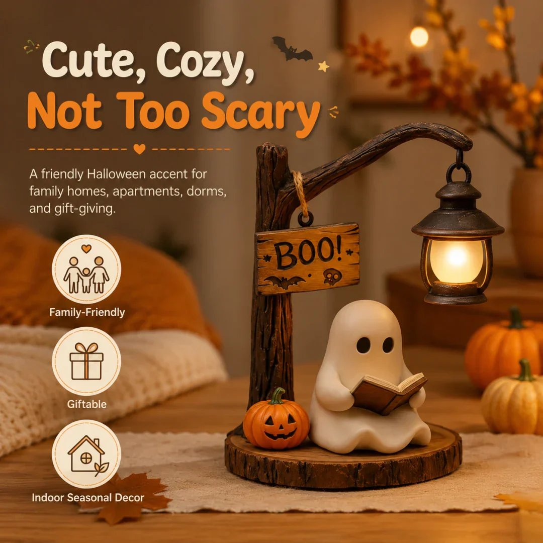 🎃 LIMITED-TIME-Lighted Boo Ghost Reading Tabletop Decor-KOLAICH™