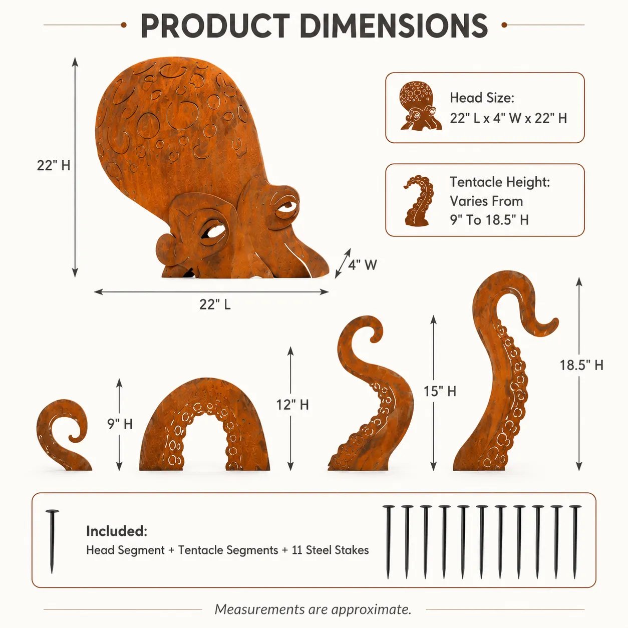 🔥2026 Hot Sale - 🐙Rust Patina Giant Squid Garden Sculpture-KOLAICH™