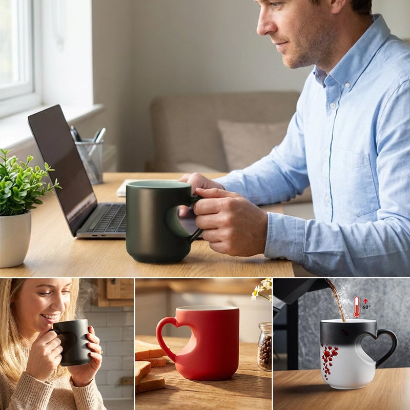 🔥Buy More Save More💖Heart-shaped Color-changing Ceramic Mug🎁