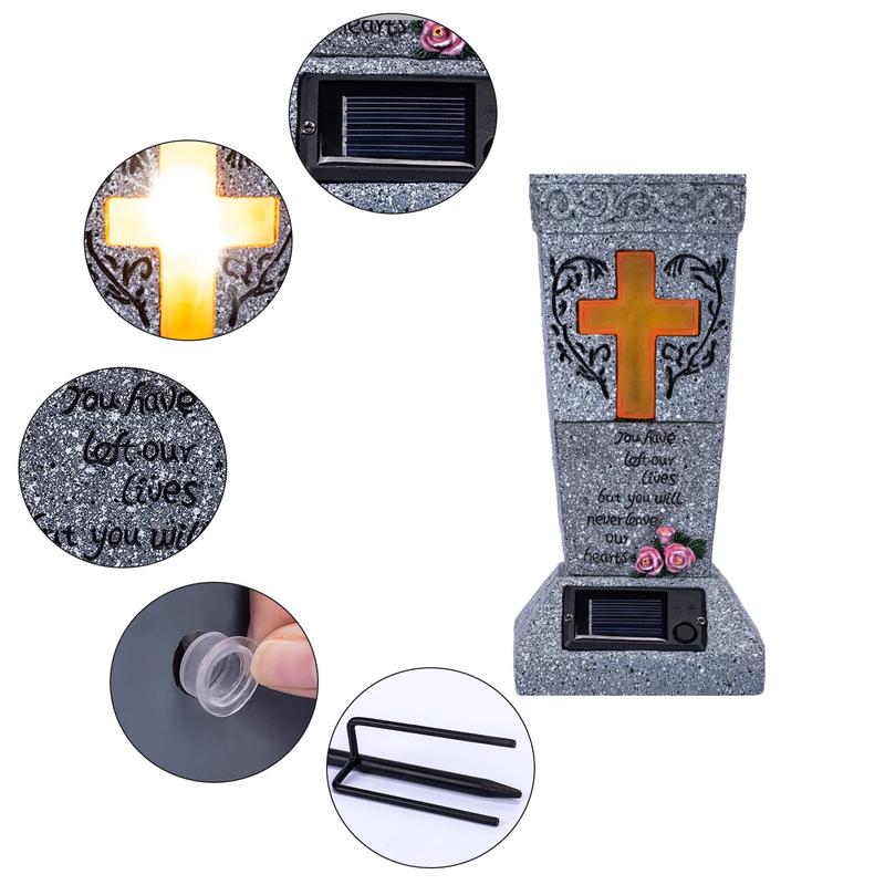 Solar LED Grave Vase with Ground Spike for Cemetery Headstones – Memorial Flower Holder