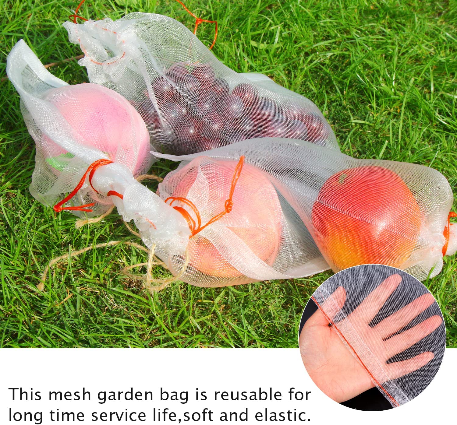 DIYASY 10Pcs Fruit Protection Bags, 8 x 12 Bird Netting Garden Netting Bags Mosquito Insect Nylon Mesh Barrier Bag with Drawstring for Protecting Fruit Tree, Plants, Vegetables-KOLAICH™
