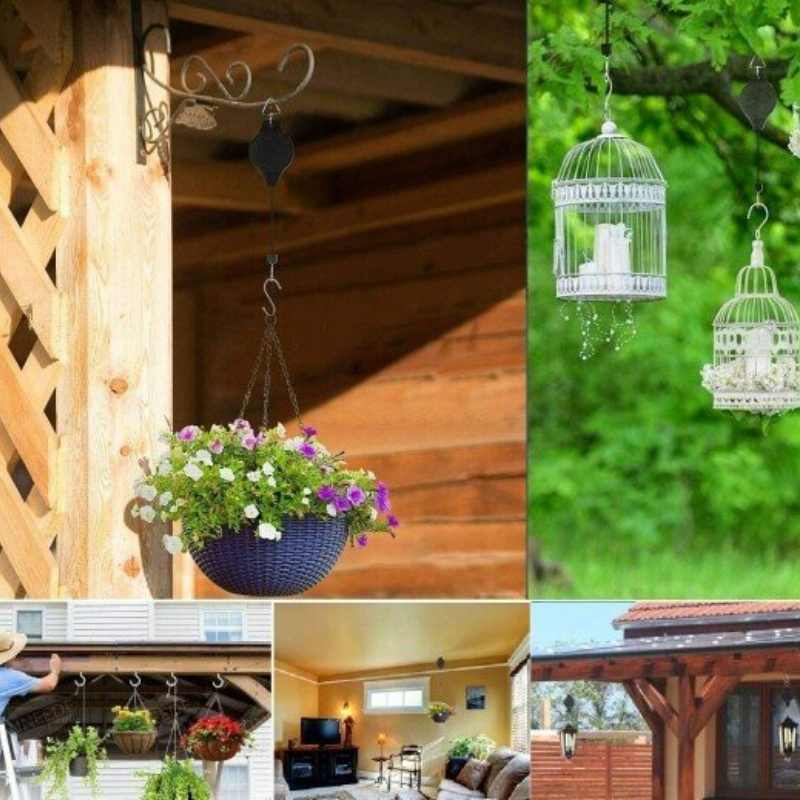Plant Pulley Set For Garden Baskets Pots, Birds Feeder