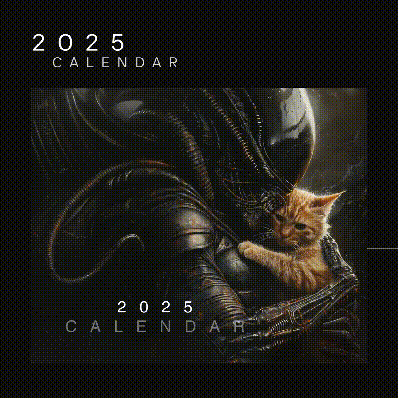 Buy 2 Get 1 FREEXenomorph Alien x Jonesy Cat 2025 Wall Calendar