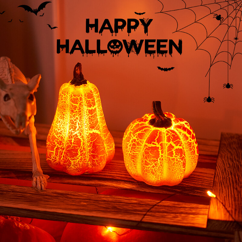Halloween Crackle Pumpkin Lamp