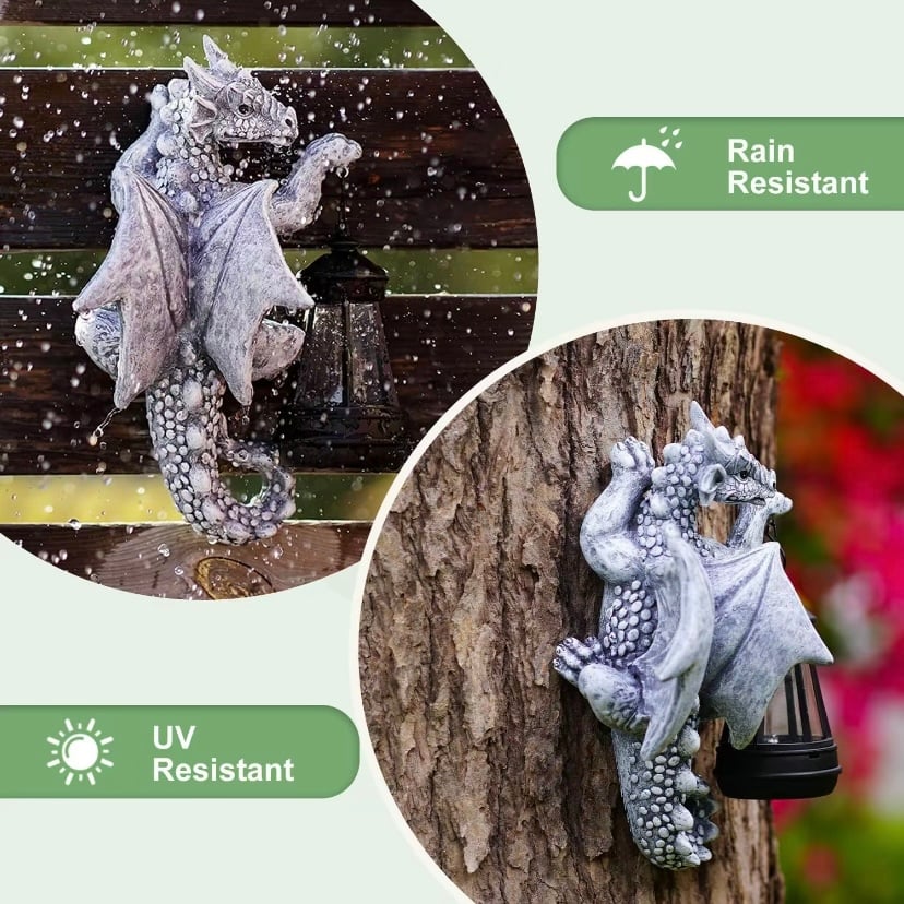 The Guardian of Your Garden 🐲 Solar Dragon Tree Hugger Statue 💡