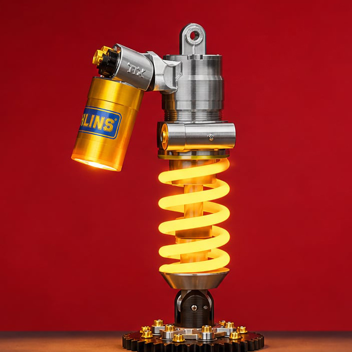 Ohlins-Inspired Suspension Shock Absorber Desk Lamp, Adjustable LED Light for Gamers & Car Enthusiasts
