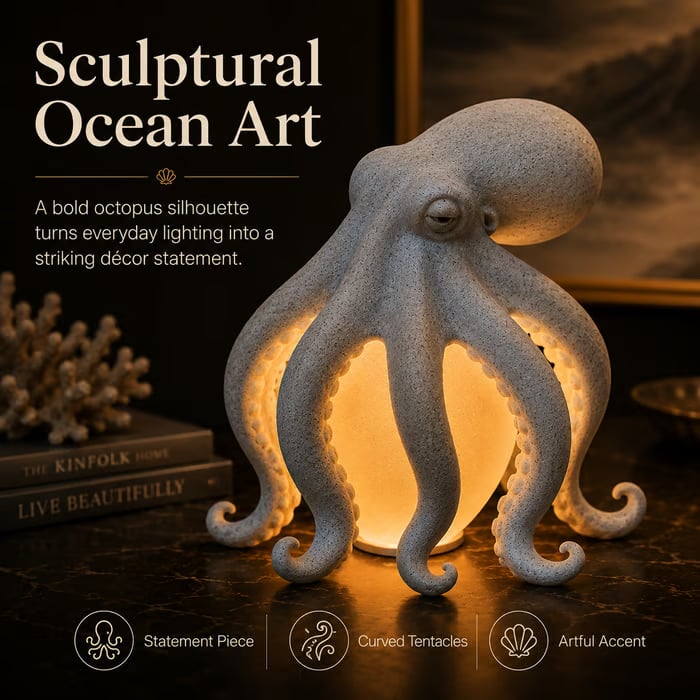Glowing Octopus Table Lamp – A Magical Ocean Accent for Your Home