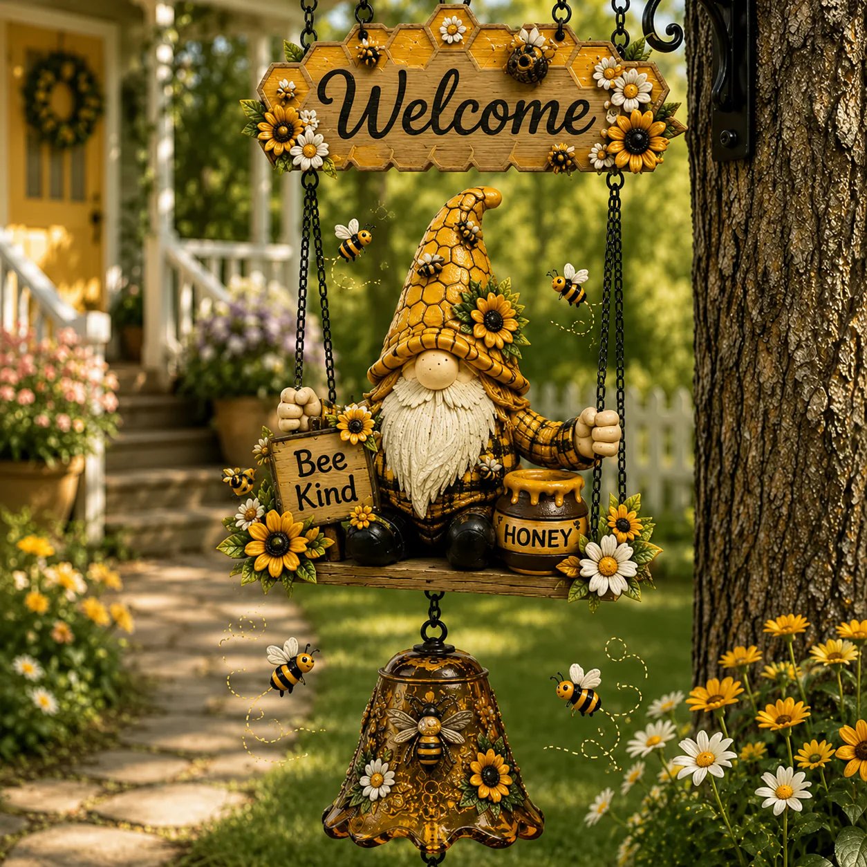 🔥50% OFF TODAY ONLY – Rustic Garden Gnome Bell Outdoor Decor 🐞🌼-KOLAICH™