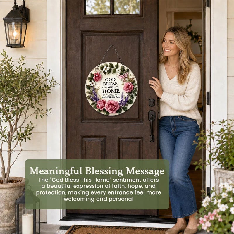 🌸 "May God Bless This Home" Floral Doorplate – A Heartfelt Blessing For Every Family 🙏-KOLAICH™