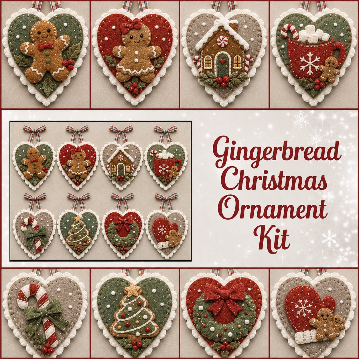 ⏳ Last Day 49% OFF – 🐦 Beginner-Friendly Winter Bird Felt Heart Ornament Sewing Kit Collection💕