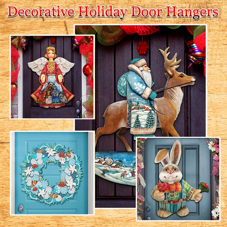 Fall Wood Decor - Thanksgiving Design Turkey Wreath Door Hanging Art